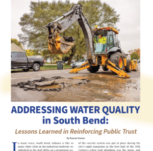 A screenshot of the article about South Bend Utilities LSL Inventory with the title: "Addressing Water Quality in South Bend: Lessons Learned in Reinforcing Public Trust"